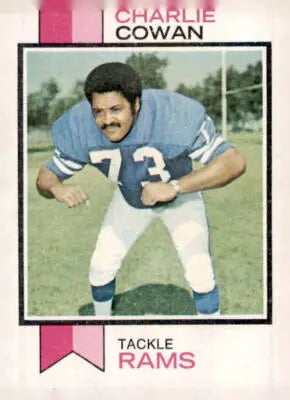 1973 Topps Charlie Cowan football card featuring Los Angeles Rams player charlie cowan