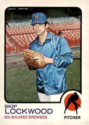 Skip Lockwood baseball card from 1973 Topps #308, a valuable sports trading card
