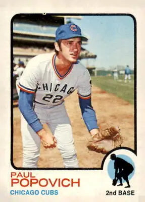 Paul Popovich trading card from 1973 Topps #309 featuring the Chicago Cubs