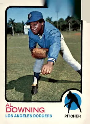 Vintage baseball card featuring 1973 Topps #324 Al Downing sports trading card