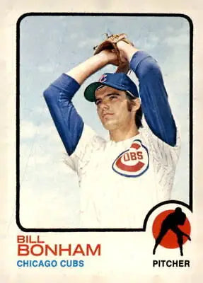 1973 Topps #328 Bill Bonham EX-MT sports trading card featuring the baseball pitcher