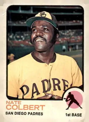 1973 Topps Nate Colbert baseball card featuring Nate Colbert in collectible colbert baseball card