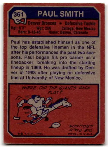 Vintage Paul Smith football card showcasing original gloss in poor condition