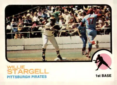 Vintage 1973 Topps Willie Stargell baseball card featuring Stargell baseball player