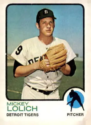 Mickey Lolich baseball card from 1973 Topps #390, a classic Mickey Lolich trading card