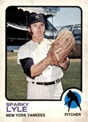 Sparky Lyle baseball card from 1973 Topps #394 featuring Sparky Lyle in collectible condition
