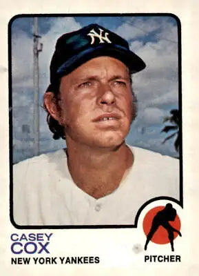 1973 Topps #419 Casey Cox EX-MT trading card showcasing a vintage sports collectible