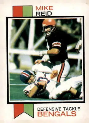 Football trading card of Mike Reid from 1973 Topps #420 featuring Mike Reid football