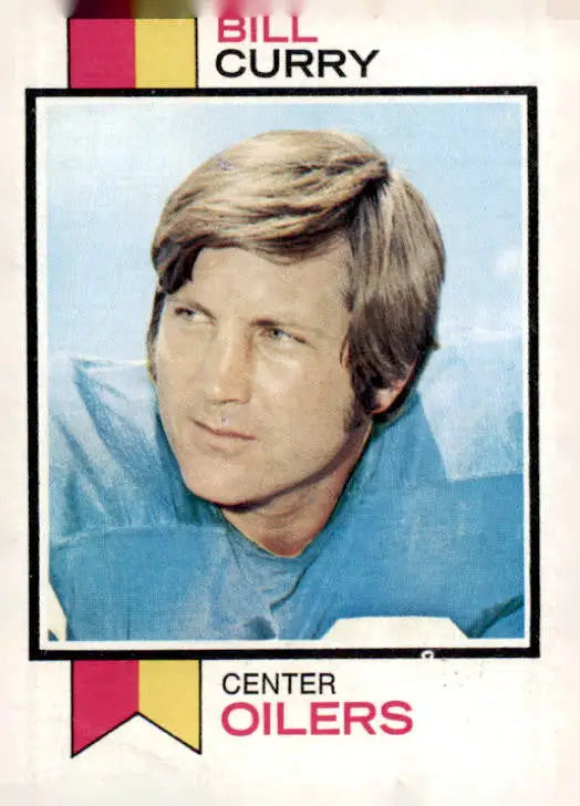 Vintage Bill Curry football card from 1973 Topps #43, a classic sports trading card