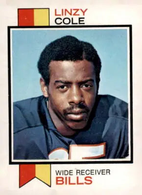 Linzy Cole Buffalo Bills trading card from 1973 Topps #449 featuring a football player