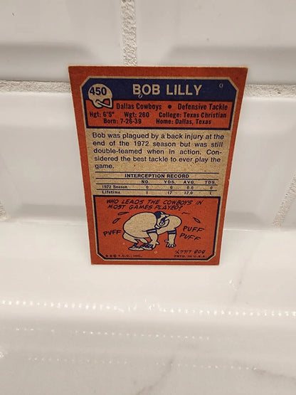 1973 Topps trading card featuring Bob Lilly, product #450 in excellent condition