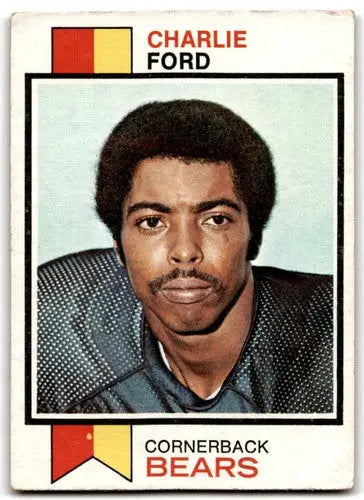 Original gloss 1973 Topps Charlie Ford G Good Bears football card side view