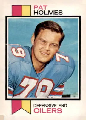 Pat Holmes trading card from 1973 Topps #477 featuring Pat Holmes football trading card