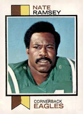 Nate Ramsey football trading card from 1973 Topps series, Rams trading card collectible