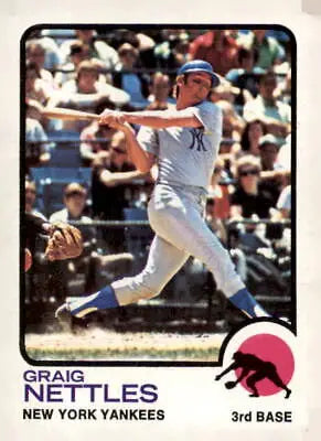 1973 Topps Graig Nettles baseball card featuring York Yankees player Graz Nettles