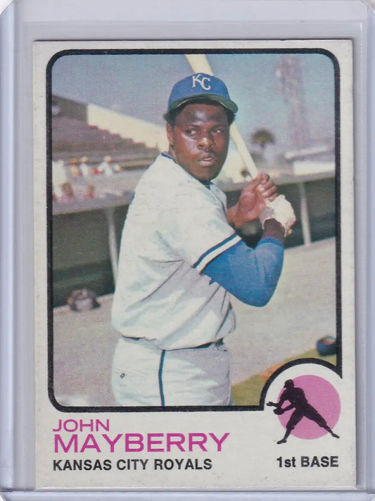 1973 Topps Baseball #118 John Mayberry Kansas City Royals trading card display