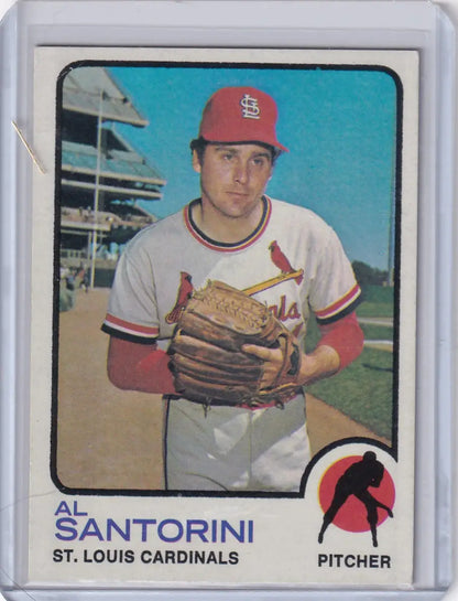 1973 Topps Baseball #24 Al Santorini trading card featuring St. Louis Cardinals player