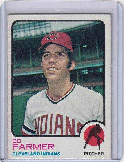 1973 Topps Baseball #272 Ed Farmer trading card featuring Cleveland Indians player