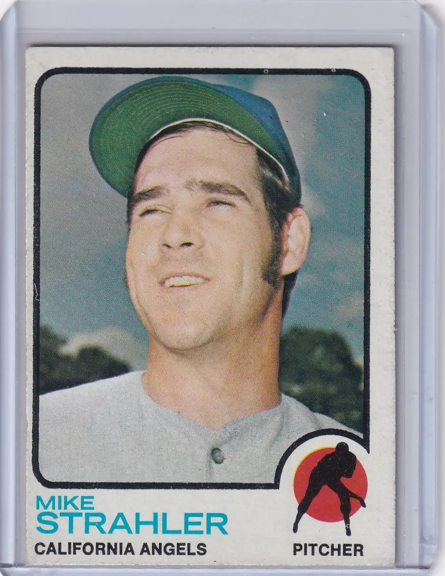Mike Strahler 1973 Topps Baseball card featuring California Angels player