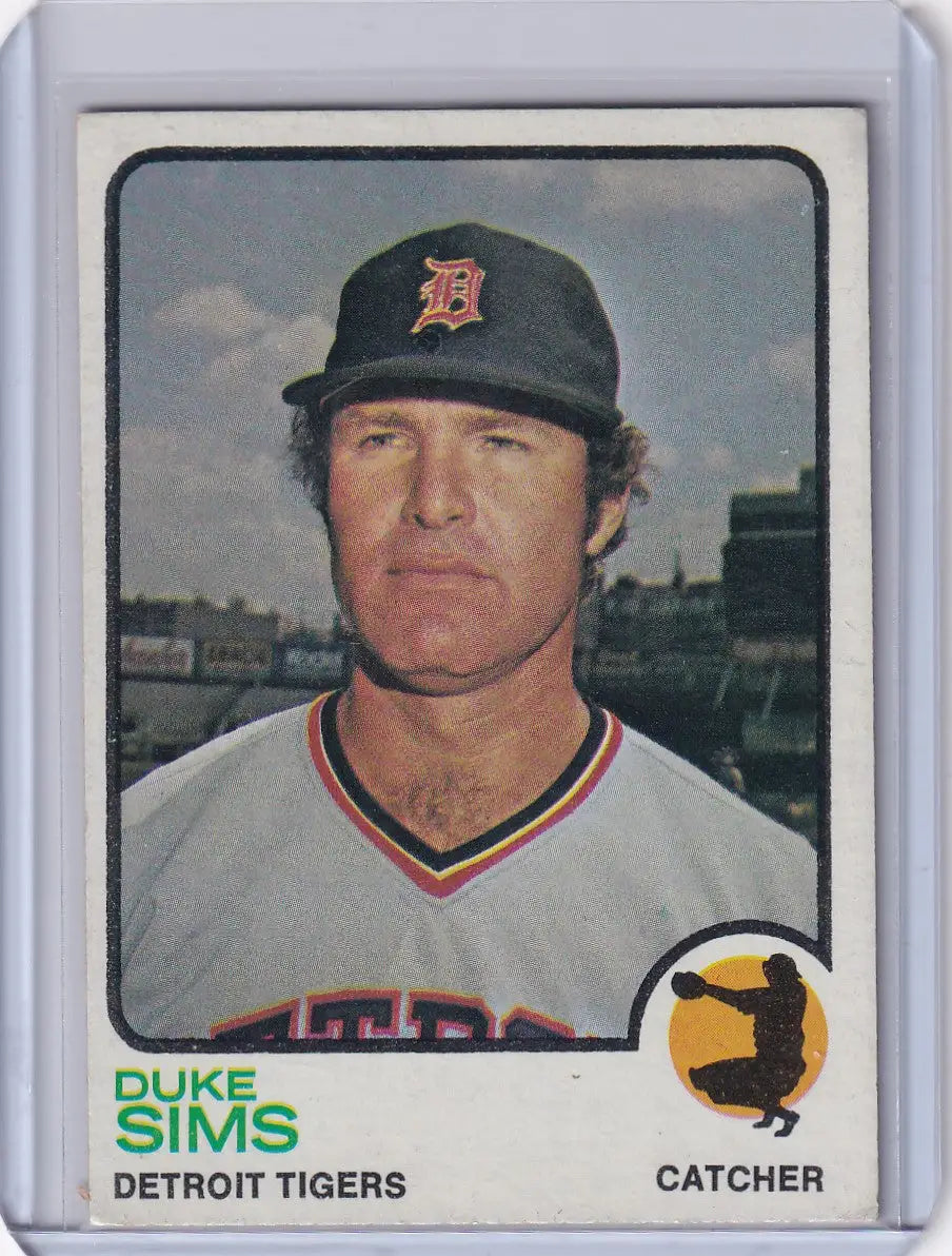 1973 Topps Baseball card featuring Duke Sims of the Detroit Tigers