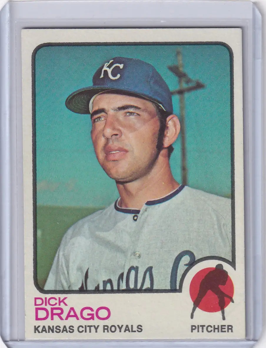 1973 Topps Baseball Dick Drago Kansas City Royals trading card for collectors