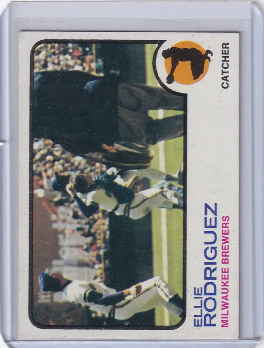 1973 Topps Baseball card featuring Ellie Rodriguez of the Milwaukee Brewers