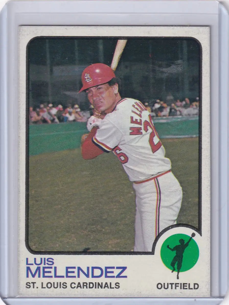 1973 Topps Baseball #47 Luis Melendez card featuring St. Louis Cardinals player