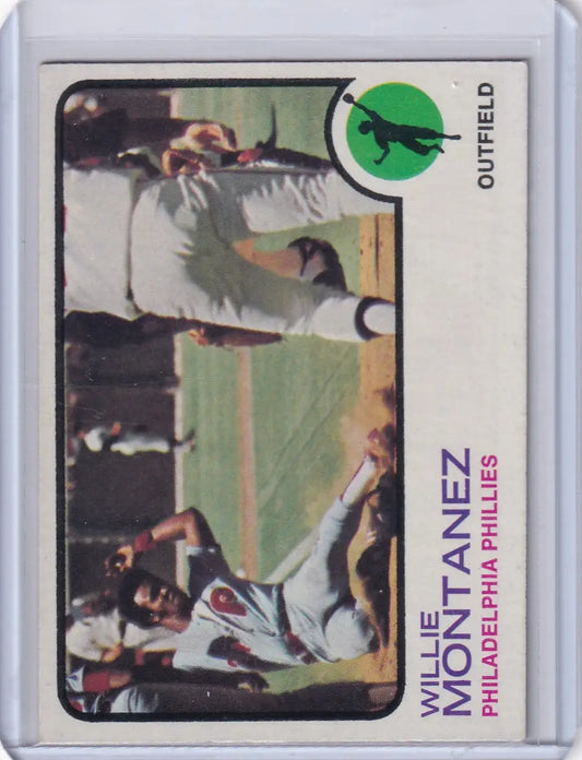 1973 Topps Baseball #97 Willie Montanez card featuring Philadelphia Phillies player