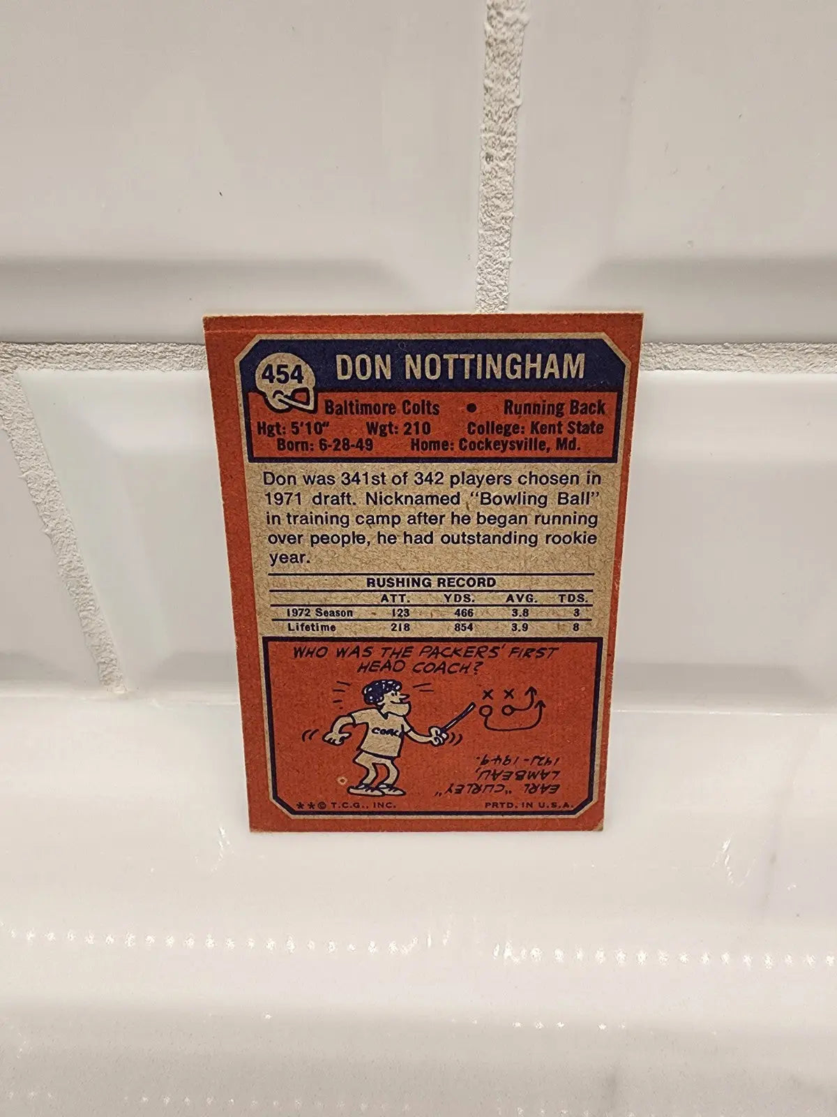 1973 Topps Football #454 Don Nottingham EX