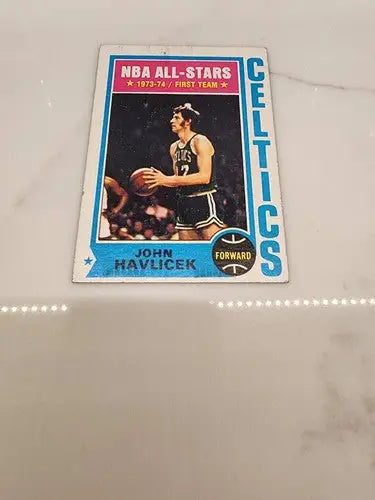 Vintage John Havlicek sports trading card from 1974-75 Topps series