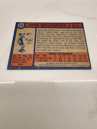Vintage John Williamson basketball trading card from 1974-75 Topps #234 EX
