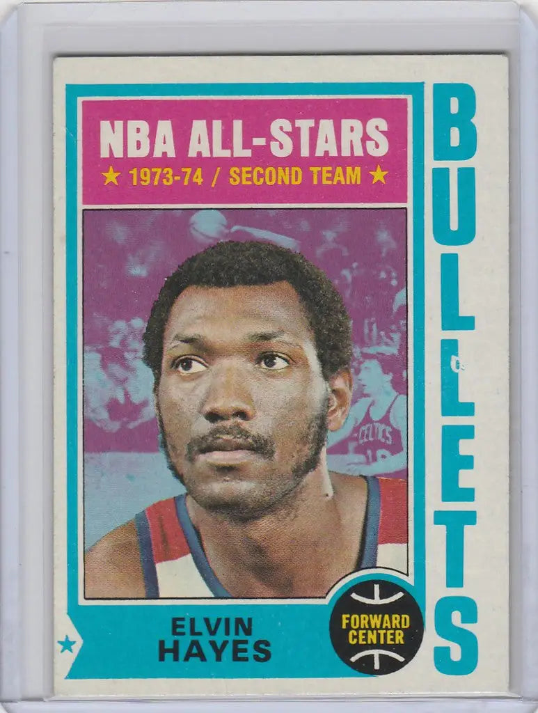 Basketball trading card of Elvin Hayes Washington Bullets EXMT from the 1973-74 season