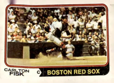 1974 Topps Carlton Fisk Boston Red Sox baseball card, collectible Carlton Fisk baseball card