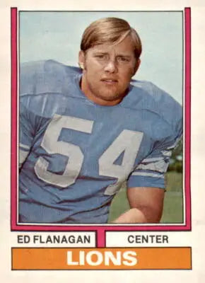 Vintage football card of Ed Flanagan from the Detroit Lions 1974 Topps series