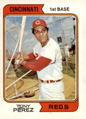 Tony Perez baseball card from 1974 Topps #230 featuring Tony Perez collectible