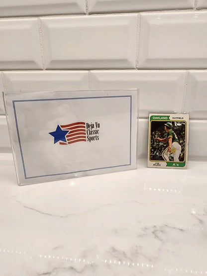 1974 Topps Joe Rudi sports trading card in protective case for collectible trading cards