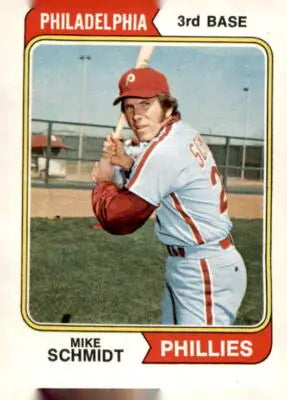 1974 Topps Mike Schmidt baseball card featuring Philadelphia Phillies player