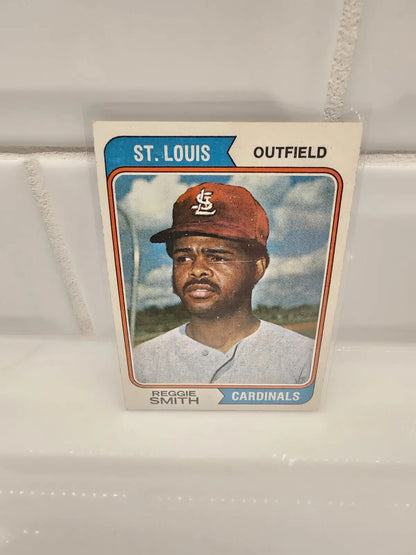 Reggie Smith baseball trading card from 1974 Topps #285 in excellent condition