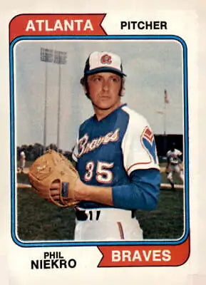 Vintage 1974 Topps #29 Phil Niekro trading card for baseball collectors