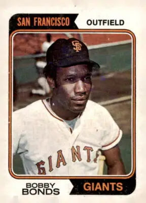 Vintage Bobby Bonds baseball card from 1974 Topps #30 featuring Bobby Bonds of the San Francisco Giants