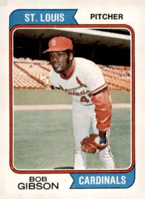 1974 Topps Bob Gibson baseball card showcasing legendary pitcher Bob Gibson proper for collectors