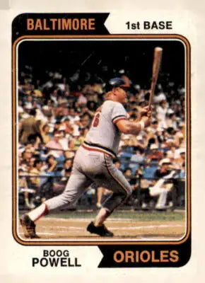 Boog Powell baseball card from 1974 Topps #460 showcasing Boog Powell played career