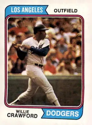 Willie Crawford baseball card from 1974 Topps #480 Los Angeles Dodgers collectible