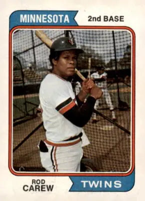 Rod Carew baseball card from the 1974 Topps #50 collection featuring Rod Carew baseball