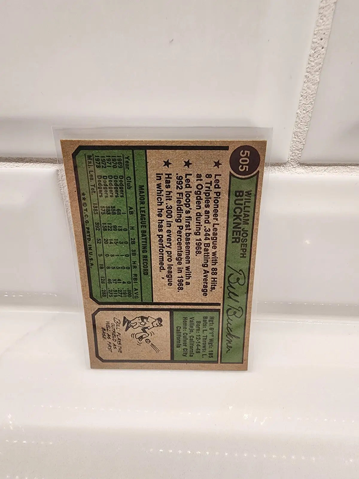 Vintage sports trading card featuring 1974 Topps Bill Buckner #505 EX NM