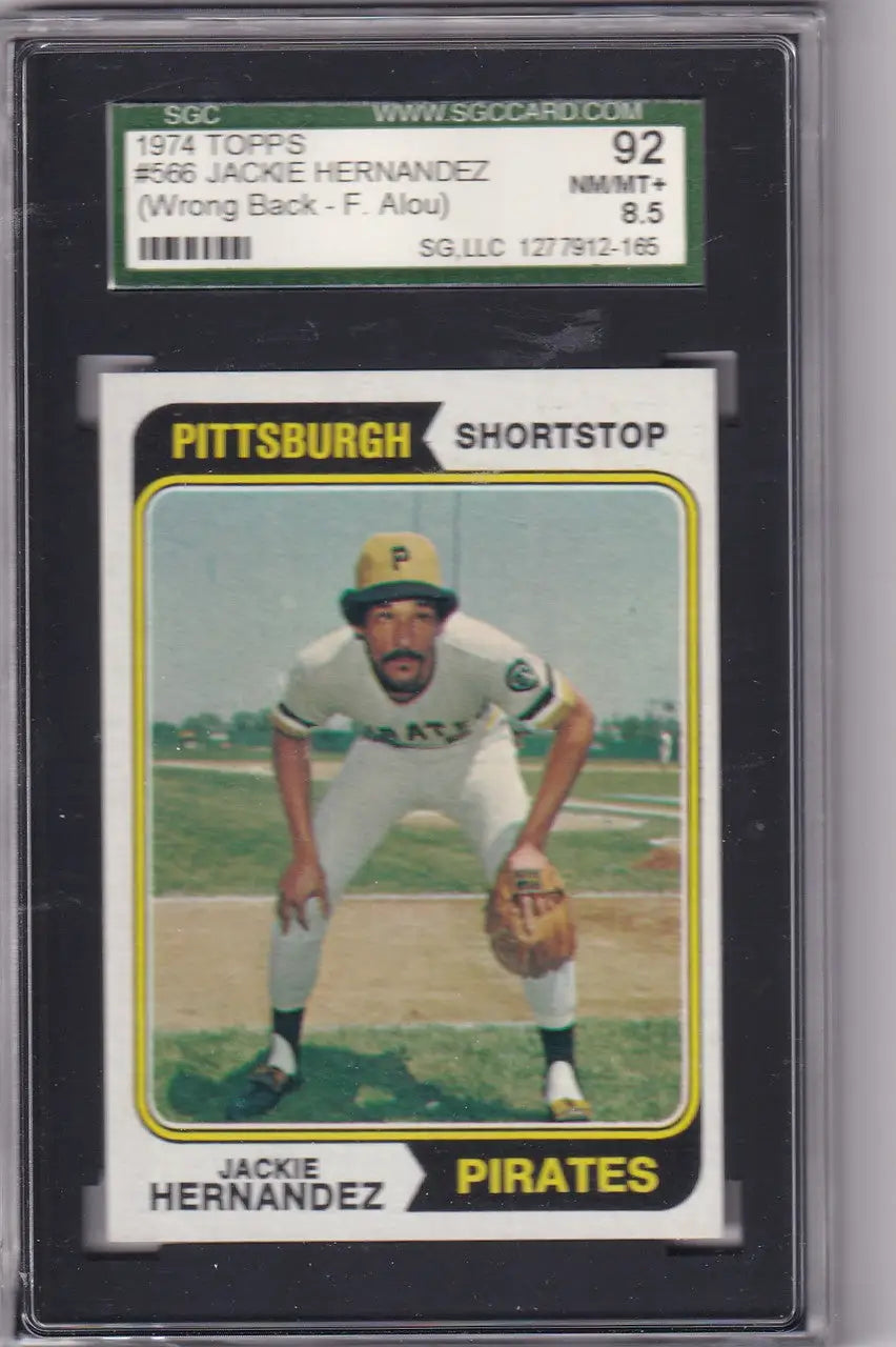 Graded 1974 Topps Jackie Hernandez SGC 8.5 baseball card Pittsburgh Pirates