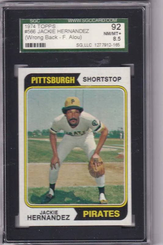 Graded 1974 Topps Jackie Hernandez SGC 8.5 baseball card Pittsburgh Pirates