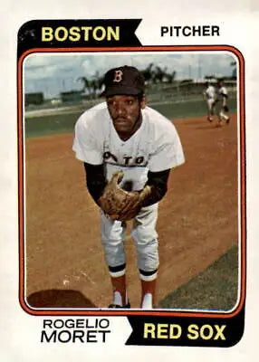 Rogelio Moret baseball card from 1974 Topps #590 featuring Boston Red Sox player