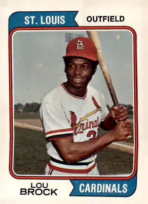 Lou Brock baseball card from 1974 Topps #60 showcasing Louis Cardinals icon