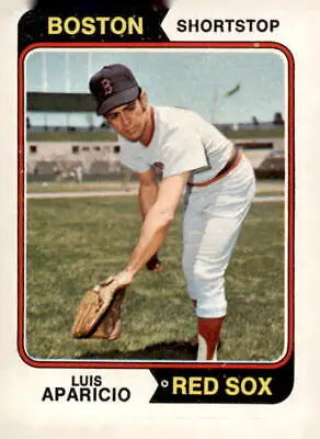 Vintage Luis Aparicio baseball card from 1974 Topps #61 featuring Boston Red Sox player